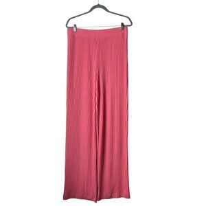 Issac Mizrahi Pink Ribbed Wide Leg Pull On Pants